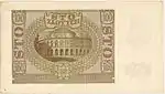 rewers banknotu 100 złotych emisji 1940