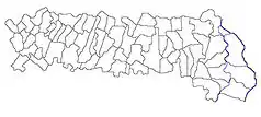 Mapa konturowa okręgu Jałomica, w centrum znajduje się punkt z opisem „Marsilieni”