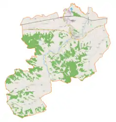 Mapa konturowa gminy Ropczyce, u góry znajduje się punkt z opisem „Brzezówka”