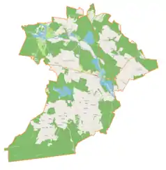 Mapa konturowa gminy Ruda Maleniecka, u góry po lewej znajduje się punkt z opisem „Kołoniec”