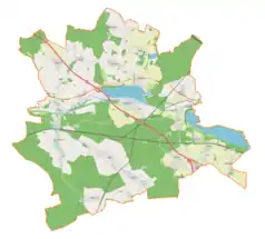 Mapa konturowa gminy Rudziniec, na dole znajduje się punkt z opisem „Bojszów”