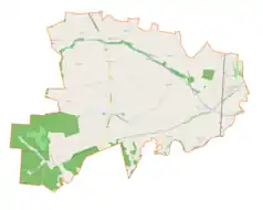 Mapa konturowa gminy Rzeczyca, blisko centrum po prawej na dole znajduje się punkt z opisem „Grotowice”