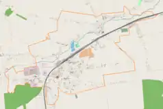 Mapa konturowa Sędziszowa, w centrum znajduje się punkt z opisem „Sędziszów”