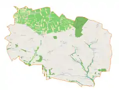 Mapa konturowa gminy Sadkowice, po lewej znajduje się punkt z opisem „Studzianki”