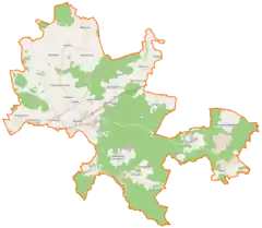 Mapa konturowa gminy Sianów, po prawej znajduje się punkt z opisem „Sierakowo Sławieńskie”