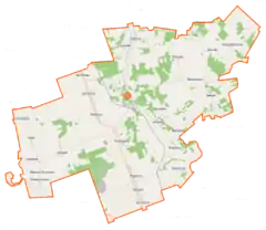 Mapa konturowa gminy Sidra, u góry znajduje się punkt z opisem „Parafia pw.Opatrzności Bożejw Siderce”