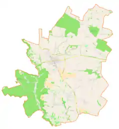 Mapa konturowa gminy Skała, na dole po lewej znajduje się punkt z opisem „Skałbania”