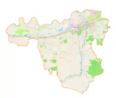 Mapa konturowa gminy Skawina, blisko centrum na prawo u góry znajduje się punkt z opisem „Telpod”