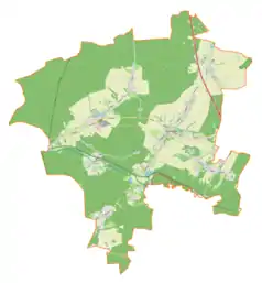 Mapa konturowa gminy Sośnicowice, blisko centrum na lewo znajduje się punkt z opisem „Sierakowice”