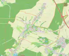 Mapa konturowa Sośnicowic, po prawej znajduje się punkt z opisem „Choryńskowice”