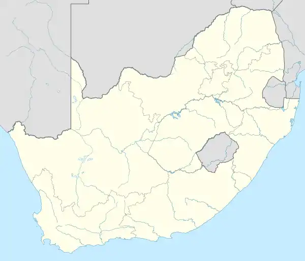 Mapa konturowa Południowej Afryki, po prawej nieco na dole znajduje się punkt z opisem „Port Shepstone”