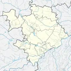 Mapa konturowa powiatu staszowskiego, w centrum znajduje się punkt z opisem „Piaski”