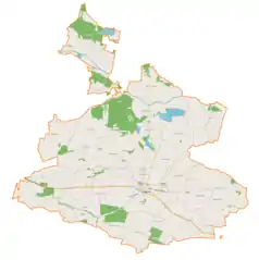 Mapa konturowa gminy Stopnica, w centrum znajduje się punkt z opisem „Jastrzębiec”