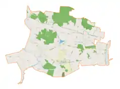 Mapa konturowa gminy Strawczyn, blisko centrum u góry znajduje się punkt z opisem „Niedźwiedź”