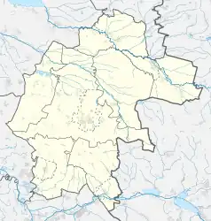 Mapa konturowa powiatu strzeleckiego, u góry znajduje się punkt z opisem „Fosowskie”