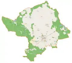 Mapa konturowa gminy Strzelce Krajeńskie, w centrum znajduje się punkt z opisem „Bronowice”