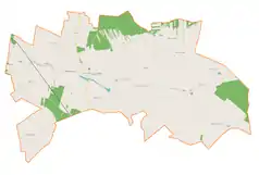 Mapa konturowa gminy Strzelce Wielkie, blisko centrum na prawo u góry znajduje się punkt z opisem „Dębowiec Mały”