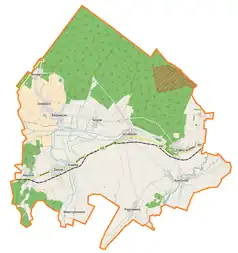 Mapa konturowa gminy Strzeleczki, blisko centrum po lewej na dole znajduje się punkt z opisem „Kujawy”