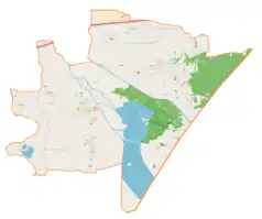 Mapa konturowa gminy Stubno, po lewej znajduje się punkt z opisem „Stubienko”