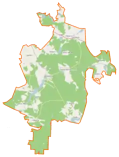 Mapa konturowa gminy Studzienice, u góry znajduje się punkt z opisem „Łąkie”