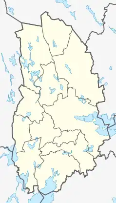 Mapa konturowa regionu Örebro, na dole znajduje się punkt z opisem „Askersund”