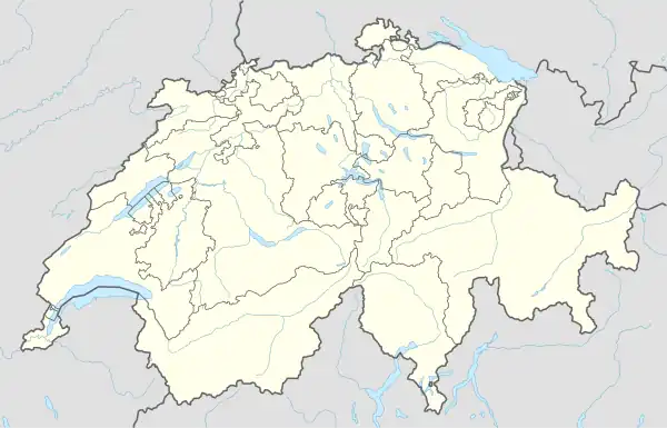 Mapa konturowa Szwajcarii, w centrum znajduje się punkt z opisem „Langnau im Emmental”