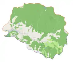 Mapa konturowa gminy Szczawnica, na dole znajduje się punkt z opisem „Wąwóz Homole”