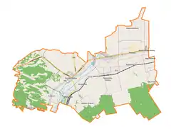 Mapa konturowa gminy Szczebrzeszyn, blisko centrum na prawo znajduje się punkt z opisem „Niedzieliska-Kolonia”