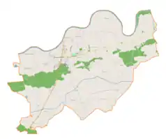 Mapa konturowa gminy Szczucin, po prawej nieco u góry znajduje się punkt z opisem „Słupiec”