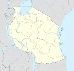 Mapa konturowa Tanzanii, w centrum znajduje się punkt z opisem „Dodoma”