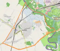 Mapa konturowa Terespola, w centrum znajduje się punkt z opisem „Kościół świętej Trójcy”