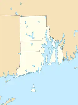 Mapa konturowa Rhode Island, na dole po lewej znajduje się punkt z opisem „Westerly”