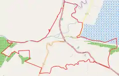 Mapa konturowa Ujścia, u góry znajduje się punkt z opisem „Ujście Noteckie”