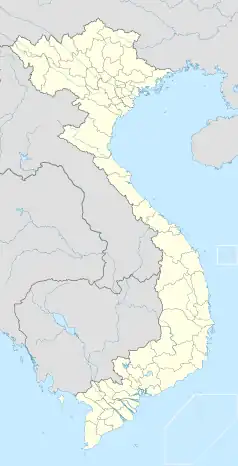 Mapa konturowa Wietnamu, u góry znajduje się punkt z opisem „Stadion Hàng Đẫy”