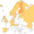 Wspólnoty laestadiańskie w krajach europejskich w 2006 r.