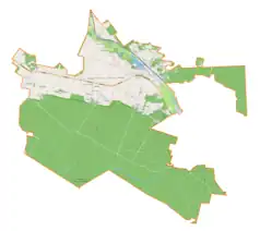 Mapa konturowa gminy Wąchock, blisko centrum u góry znajduje się punkt z opisem „Wielka Wieś”