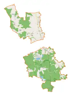 Mapa konturowa gminy wiejskiej Włodawa, na dole nieco na prawo znajduje się owalna plamka nieco zaostrzona i wystająca na lewo w swoim dolnym rogu z opisem „Perespa”