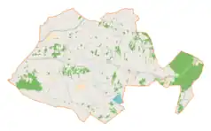 Mapa konturowa gminy Wadowice Górne, na dole po lewej znajduje się punkt z opisem „Granica”