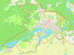 Mapa konturowa Wałcza, po prawej znajduje się punkt z opisem „Wałcz”