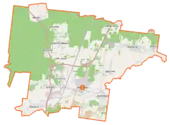 Mapa konturowa gminy Wasilków, blisko centrum na lewo u góry znajduje się punkt z opisem „Wólka-Przedmieście”