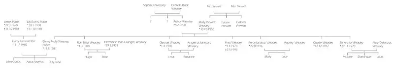 Drzewo genealogiczne rodziny Weasleyów