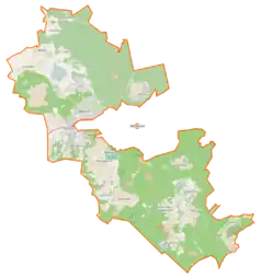 Mapa konturowa gminy wiejskiej Wejherowo, po lewej nieco u góry znajduje się punkt z opisem „Góra”