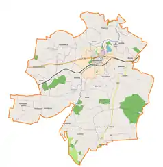 Mapa konturowa gminy Werbkowice, u góry nieco na lewo znajduje się punkt z opisem „Dobromierzyce”