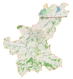 Mapa konturowa gminy Wieliczka, w centrum znajduje się punkt z opisem „Siercza”