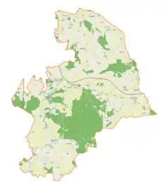 Mapa konturowa gminy Wieliczki, blisko centrum na lewo znajduje się punkt z opisem „Wieliczki”