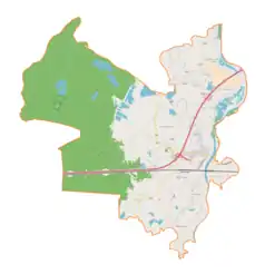 Mapa konturowa gminy Wierzchosławice, u góry po prawej znajduje się punkt z opisem „Bobrowniki Małe”