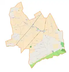 Mapa konturowa gminy Witonia, po prawej nieco u góry znajduje się punkt z opisem „Anusin”