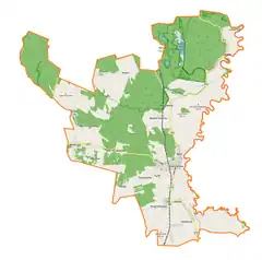 Mapa konturowa gminy Wola Uhruska, blisko centrum po prawej na dole znajduje się punkt z opisem „Wola Uhruska”