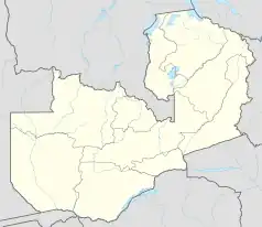 Mapa konturowa Zambii, na dole po prawej znajduje się punkt z opisem „Luangwa”