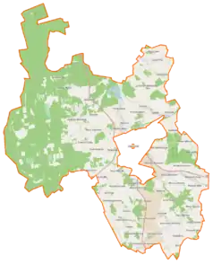 Mapa konturowa gminy wiejskiej Zambrów, u góry nieco na prawo znajduje się punkt z opisem „Łady-Borowe”